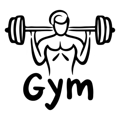 gym icon, hand-drawn black outlined style sticker