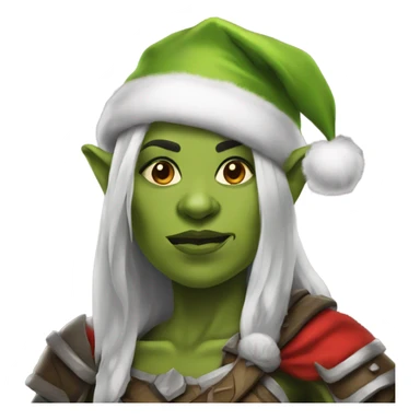 orc female warrior with santa hat sticker