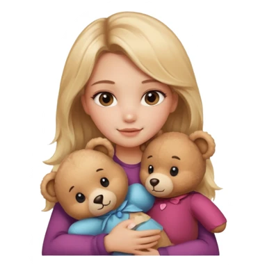 blonde balayage hair girl hugs a teddy bear sticker