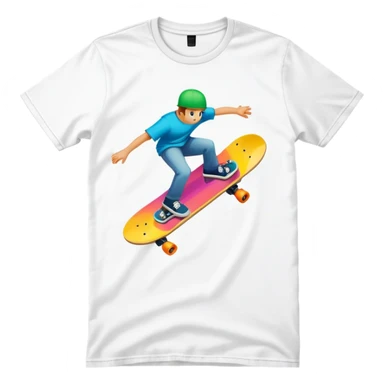 graphic tee shirt with a skateboard design sticker