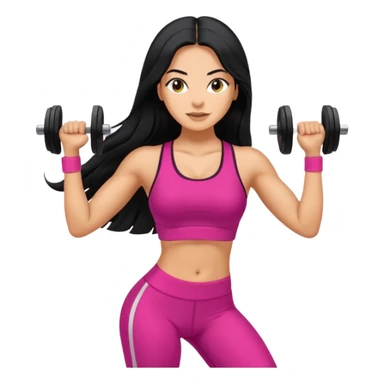 Spanish woman with long black hair doing fitness sticker