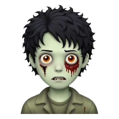 boy zombie with black hair curly emo sticker