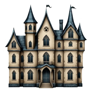 Realistic Huge ornate gothic Cardboard 6 story tall haunted house  sticker