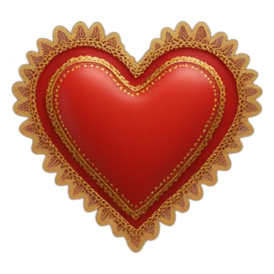 Red leather heart with gold lace border sticker