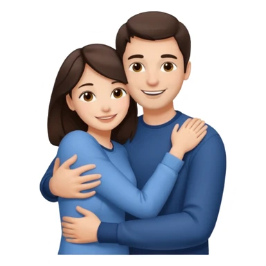 beautiful brunette woman hugging a man, warm and affectionate, both smiling, close embrace sticker
