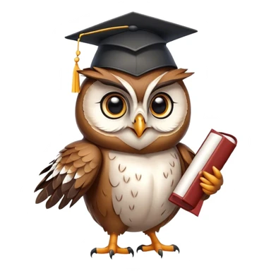 happy Owl dancing with graduation hat and diploma in claws sticker