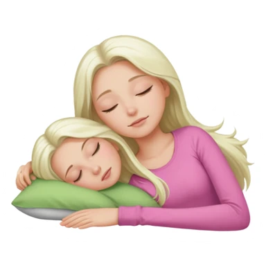 Long platinum blonde hair girl with green eyes in  pink top sleeping  sticker
