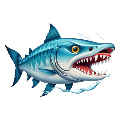 An angry barracuda swims swiftly through the water, its sharp teeth bared and ready for action sticker