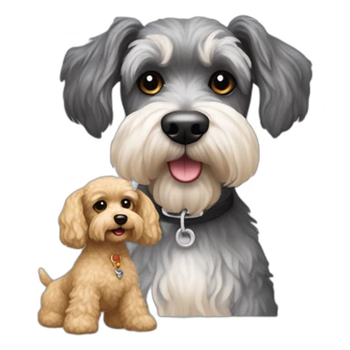 Schnauzer y un mini toys poodle que estén juntos sticker