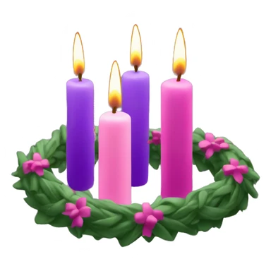 Advent wreath with only 4 candles. 3 purple candles 1 pink candle  sticker