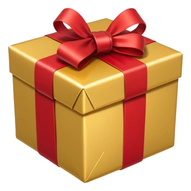 present with gold wrapping and red ribbon sticker