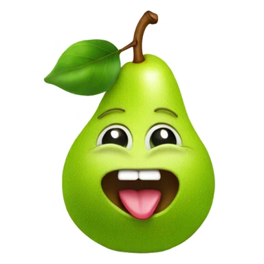 Green Cute pear with tongue sticker