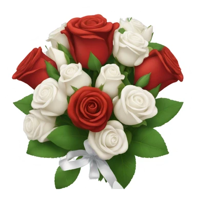 Red and white rose bouquet with crown on top and white wrapping  sticker