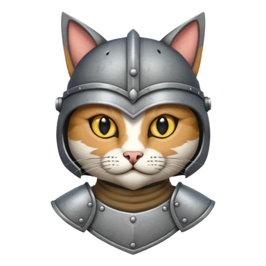 Crea un gato atigrado plomo con armadura y casco medieval  sticker