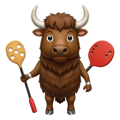 Standing Buffalo with pickleball paddle in front hoof  sticker