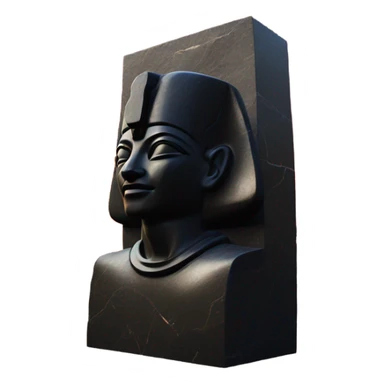 Osiris obsidian statue on granite 30 ton brick, massive size, sunlight behind, sunset colors, reflections on black stone polished clean perfect, photography angles sticker