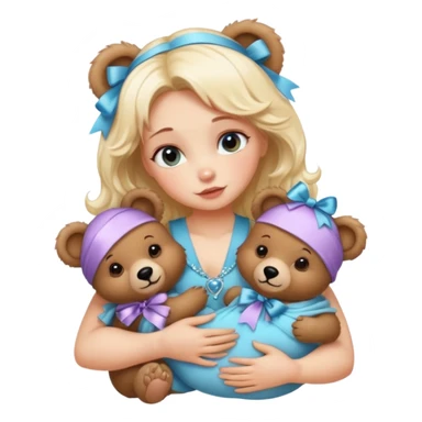 woman hugging baby bears with ribbons and crystals sticker