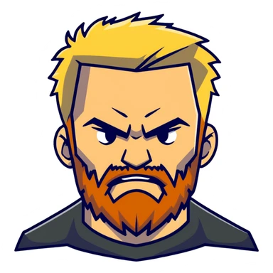 angry man with blonde hair and beard sticker