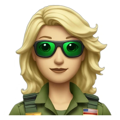 Blonde military Pilot with green uniform which is has a Turkish flag on right arm, pilot badge on chest, wearing sunglasses   sticker