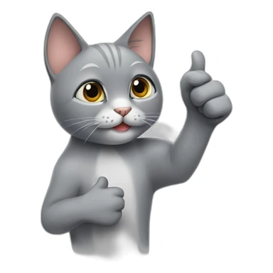 a gray cat saying it's ok with a big thumbs up on his hand sticker