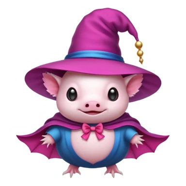 white axolotl with magician hat sticker