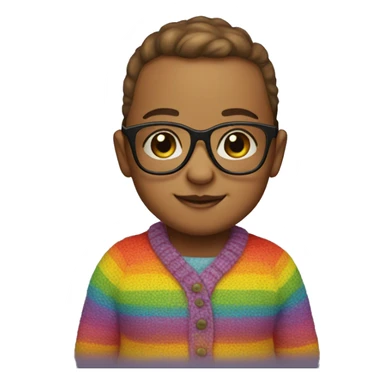 Create a baby wearing glasses and a rainbow sweater sticker