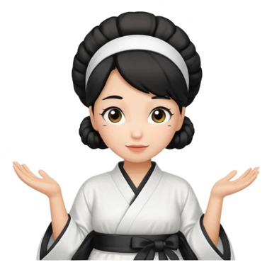 mom with black bun wearing white home kimono and white apron sticker