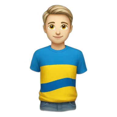 A Ukrainian student wearing the color of the Ukrainian flag sticker