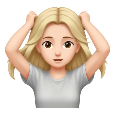 girl slyly moving hair behind her ears sticker