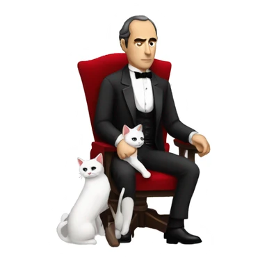 don corleone as a mafia boss sitting on a red chair petting a white cat on his lap sticker