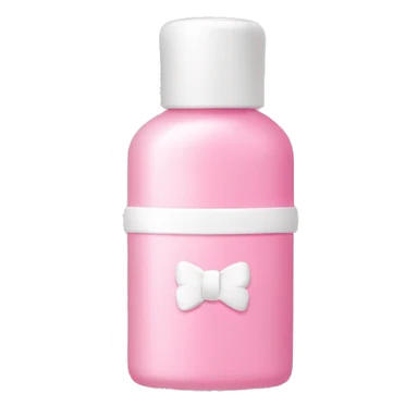 Pink and white skincare bottle with a small pink and cream colored bow as the logo sticker