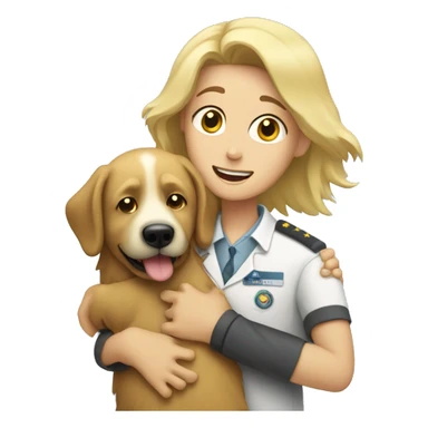 a vet hugging a shaggy blonde dog sticker