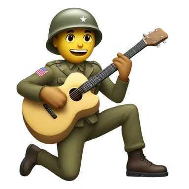 American ww2 soldier with eletric guitar  sticker