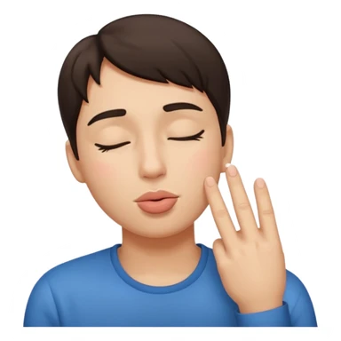 Kissy face with eyes closed and two fingers together sticker