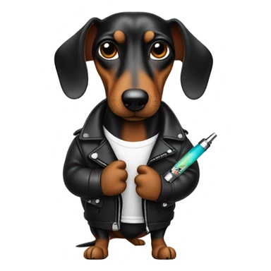 Sausage dog vaping in a leather jacket sticker