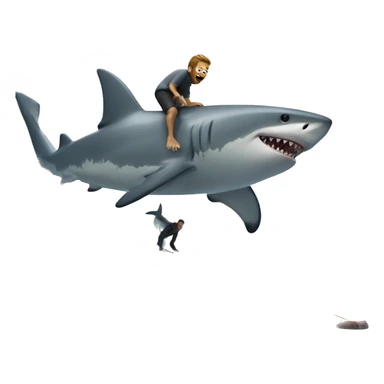 shark surfing on a man across the Alpes sticker