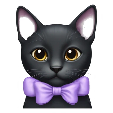 Black medium haired cat with pale purple bow sticker