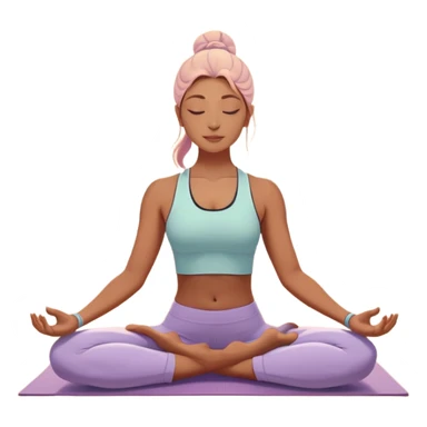 A peaceful person practicing yoga on a calm sea beach at sunrise, in a serene meditative pose. Soft pastel colors surround the scene, with gentle waves in the background and smooth, flowing lines representing balance and tranquility. The atmosphere feels centered and mindful. sticker