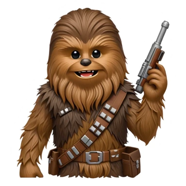 Chewbacca, the wookiee from Star Wars with brown fur and bandolier sticker