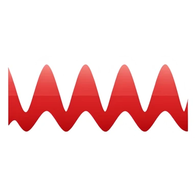logo on white background showing a waveform morphing into a sheet of text. Clean red and white geometric style, minimal and modern, no text. Represents audio-to-text or video transcription powered by AI sticker
