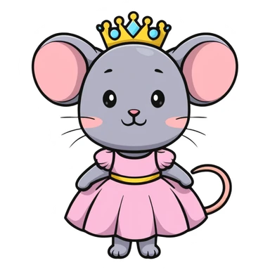 mouse wearing princess costume sticker