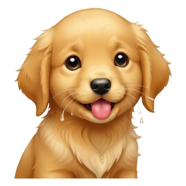 Cute golden retriever puppy licking sticker