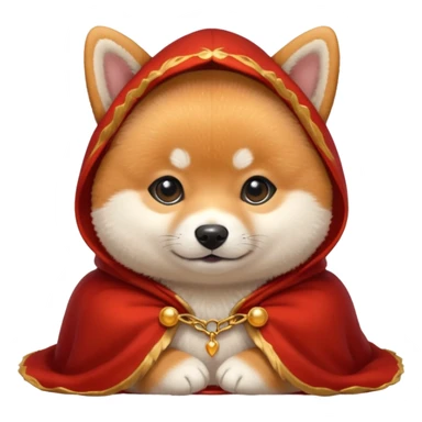 baby shiba dog, in magic red cloak sticker