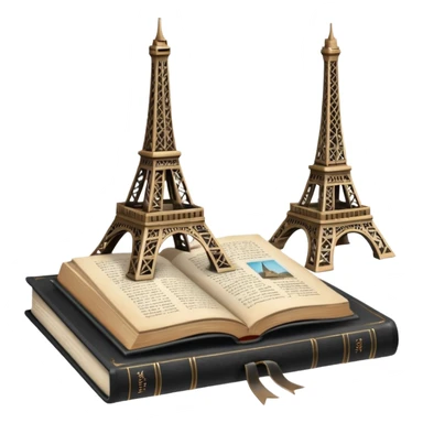 Eiffel Tower with a book next to it sticker