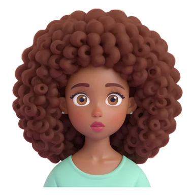 SZA as a 3D Disney/Pixar-style character, digital illustration, cartoon-style portrait, with big expressive eyes, natural hair, and a whimsical touch, soft pastel colors sticker