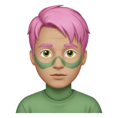 pink haired man with full full face green clay mask sticker