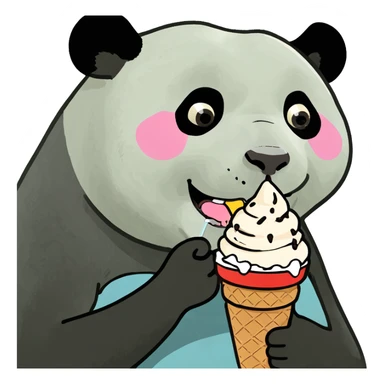 Panda eating ice cream sticker