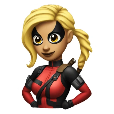 lady deadpool with a high yellow pony tail sticker