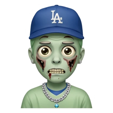 Zombie con gorra de los Dodgers y cadena con diamantes  sticker