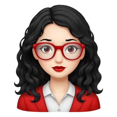 Beautiful girl,Black hair,wavy hair，long hair,Black eyes,Chinese rojo y lentes sticker